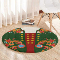 Norwegian Male Bunad Round Carpet with Rosemaling Folk Art Green Color - Wonder Print Shop