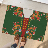Norwegian Male Bunad Rubber Doormat with Rosemaling Folk Art Green Color - Wonder Print Shop