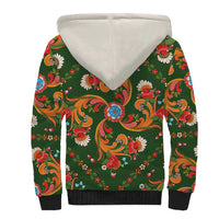 Norwegian Male Bunad Sherpa Hoodie with Rosemaling Folk Art Green Color - Wonder Print Shop