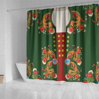 Norwegian Male Bunad Shower Curtain with Rosemaling Folk Art Green Color - Wonder Print Shop