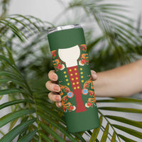 Norwegian Male Bunad Skinny Tumbler with Rosemaling Folk Art Green Color - Wonder Print Shop