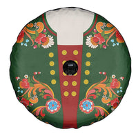 Norwegian Male Bunad Spare Tire Cover with Rosemaling Folk Art Green Color - Wonder Print Shop