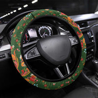 Norwegian Male Bunad Steering Wheel Cover with Rosemaling Folk Art Green Color - Wonder Print Shop