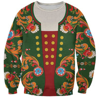 Norwegian Male Bunad Sweatshirt with Rosemaling Folk Art Green Color - Wonder Print Shop