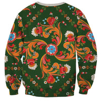 Norwegian Male Bunad Sweatshirt with Rosemaling Folk Art Green Color - Wonder Print Shop