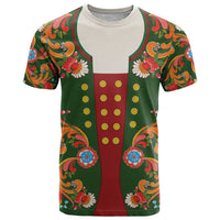 Norwegian Male Bunad T Shirt with Rosemaling Folk Art Green Color - Wonder Print Shop
