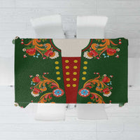 Norwegian Male Bunad Tablecloth with Rosemaling Folk Art Green Color - Wonder Print Shop