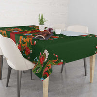 Norwegian Male Bunad Tablecloth with Rosemaling Folk Art Green Color - Wonder Print Shop