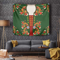 Norwegian Male Bunad Tapestry with Rosemaling Folk Art Green Color - Wonder Print Shop