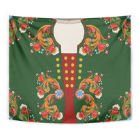 Norwegian Male Bunad Tapestry with Rosemaling Folk Art Green Color - Wonder Print Shop