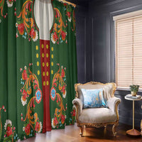 Norwegian Male Bunad Window Curtain with Rosemaling Folk Art Green Color - Wonder Print Shop