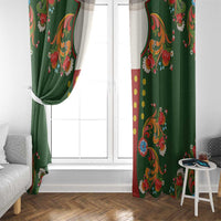 Norwegian Male Bunad Window Curtain with Rosemaling Folk Art Green Color - Wonder Print Shop