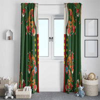 Norwegian Male Bunad Window Curtain with Rosemaling Folk Art Green Color - Wonder Print Shop