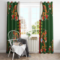 Norwegian Male Bunad Window Curtain with Rosemaling Folk Art Green Color - Wonder Print Shop
