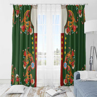 Norwegian Male Bunad Window Curtain with Rosemaling Folk Art Green Color - Wonder Print Shop