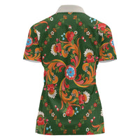 Norwegian Male Bunad Women Polo Shirt with Rosemaling Folk Art Green Color - Wonder Print Shop
