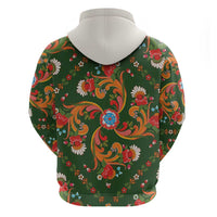 Norwegian Male Bunad Zip Hoodie with Rosemaling Folk Art Green Color - Wonder Print Shop