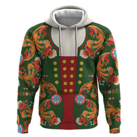 Norwegian Male Bunad Zip Hoodie with Rosemaling Folk Art Green Color - Wonder Print Shop