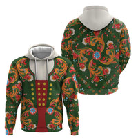 Norwegian Male Bunad Zip Hoodie with Rosemaling Folk Art Green Color - Wonder Print Shop