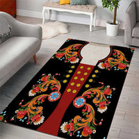 Norwegian Male Bunad Area Rug with Rosemaling Folk Art Black Color - Wonder Print Shop
