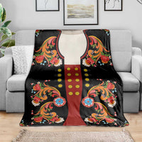 Norwegian Male Bunad Blanket with Rosemaling Folk Art Black Color - Wonder Print Shop
