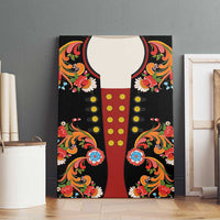 Norwegian Male Bunad Canvas Wall Art with Rosemaling Folk Art Black Color - Wonder Print Shop