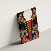 Norwegian Male Bunad Canvas Wall Art with Rosemaling Folk Art Black Color - Wonder Print Shop