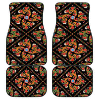 Norwegian Male Bunad Car Mats with Rosemaling Folk Art Black Color - Wonder Print Shop