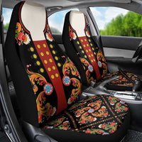 Norwegian Male Bunad Car Seat Cover with Rosemaling Folk Art Black Color - Wonder Print Shop