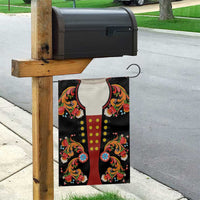 Norwegian Male Bunad Garden Flag with Rosemaling Folk Art Black Color - Wonder Print Shop