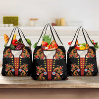 Norwegian Male Bunad Grocery Bag with Rosemaling Folk Art Black Color - Wonder Print Shop