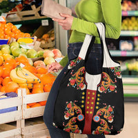 Norwegian Male Bunad Grocery Bag with Rosemaling Folk Art Black Color - Wonder Print Shop