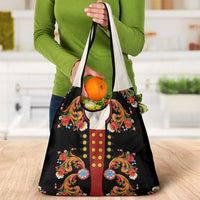 Norwegian Male Bunad Grocery Bag with Rosemaling Folk Art Black Color - Wonder Print Shop