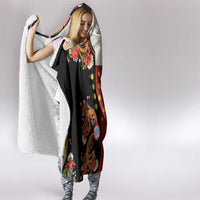 Norwegian Male Bunad Hooded Blanket with Rosemaling Folk Art Black Color - Wonder Print Shop