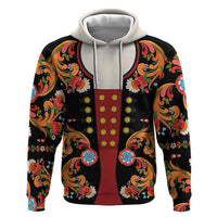 Norwegian Male Bunad Hoodie with Rosemaling Folk Art Black Color - Wonder Print Shop