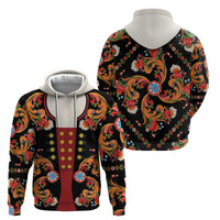 Norwegian Male Bunad Hoodie with Rosemaling Folk Art Black Color - Wonder Print Shop