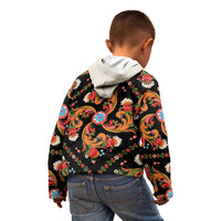 Norwegian Male Bunad Kid Hoodie with Rosemaling Folk Art Black Color - Wonder Print Shop
