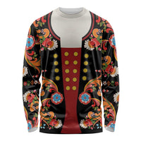 Norwegian Male Bunad Long Sleeve Shirt with Rosemaling Folk Art Black Color - Wonder Print Shop