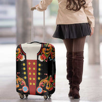 Norwegian Male Bunad Luggage Cover with Rosemaling Folk Art Black Color - Wonder Print Shop