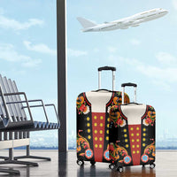 Norwegian Male Bunad Luggage Cover with Rosemaling Folk Art Black Color - Wonder Print Shop