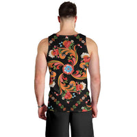 Norwegian Male Bunad Men Tank Top with Rosemaling Folk Art Black Color - Wonder Print Shop