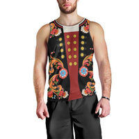 Norwegian Male Bunad Men Tank Top with Rosemaling Folk Art Black Color - Wonder Print Shop