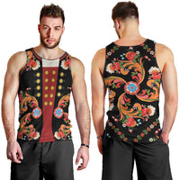 Norwegian Male Bunad Men Tank Top with Rosemaling Folk Art Black Color - Wonder Print Shop