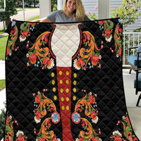 Norwegian Male Bunad Quilt with Rosemaling Folk Art Black Color - Wonder Print Shop