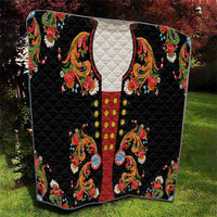 Norwegian Male Bunad Quilt with Rosemaling Folk Art Black Color - Wonder Print Shop
