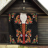 Norwegian Male Bunad Quilt with Rosemaling Folk Art Black Color - Wonder Print Shop