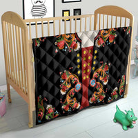 Norwegian Male Bunad Quilt with Rosemaling Folk Art Black Color - Wonder Print Shop