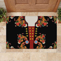 Norwegian Male Bunad Rubber Doormat with Rosemaling Folk Art Black Color - Wonder Print Shop