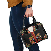 Norwegian Male Bunad Shoulder Handbag with Rosemaling Folk Art Black Color - Wonder Print Shop