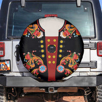 Norwegian Male Bunad Spare Tire Cover with Rosemaling Folk Art Black Color - Wonder Print Shop